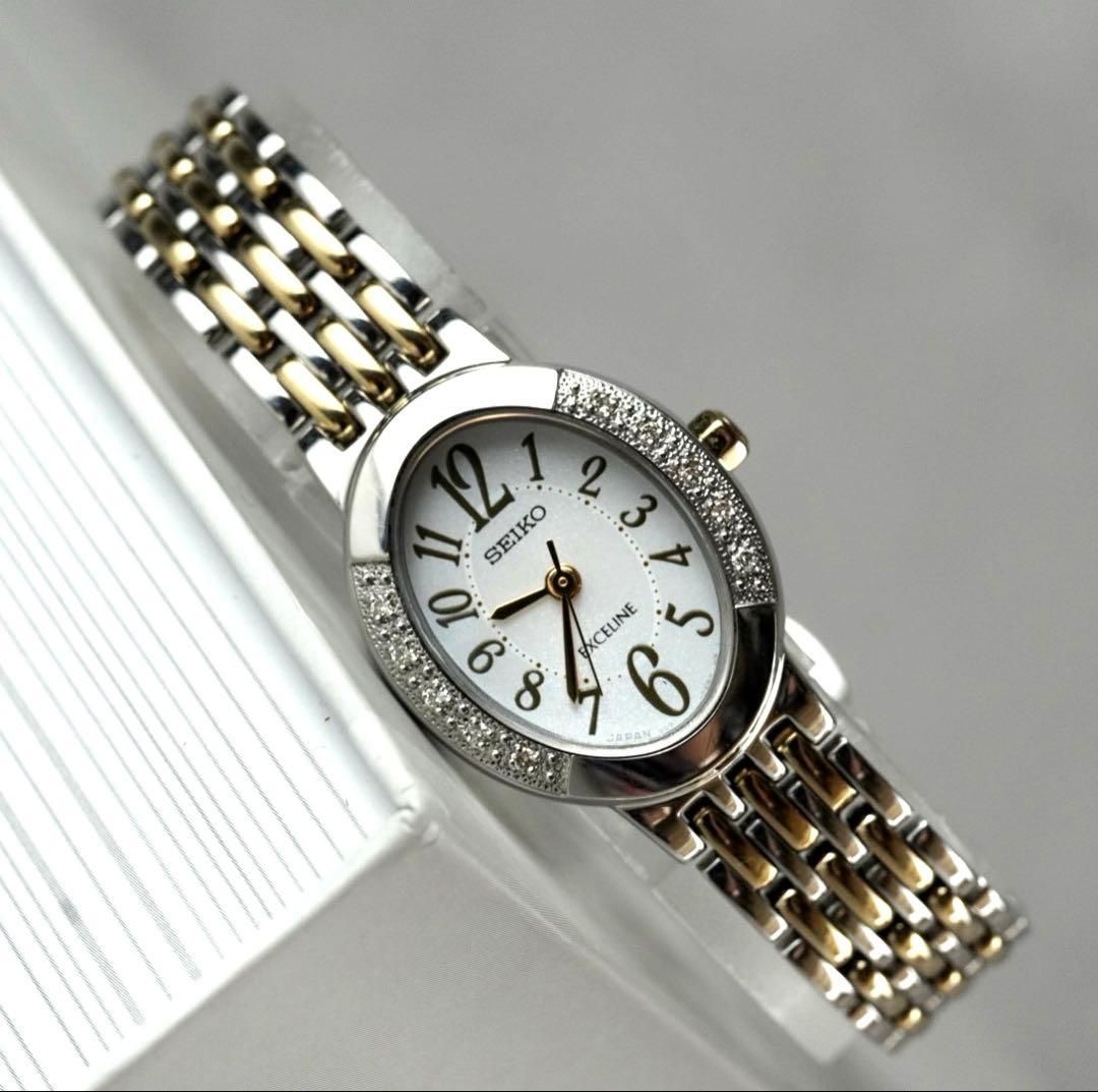 付属完備 SEIKO エクセリーヌ ソーラー ダイヤ 腕時計 V117-0AV0 セイコー/エクセリーヌ/型番：V117-0AV0/ソーラー電池/腕時計の買取