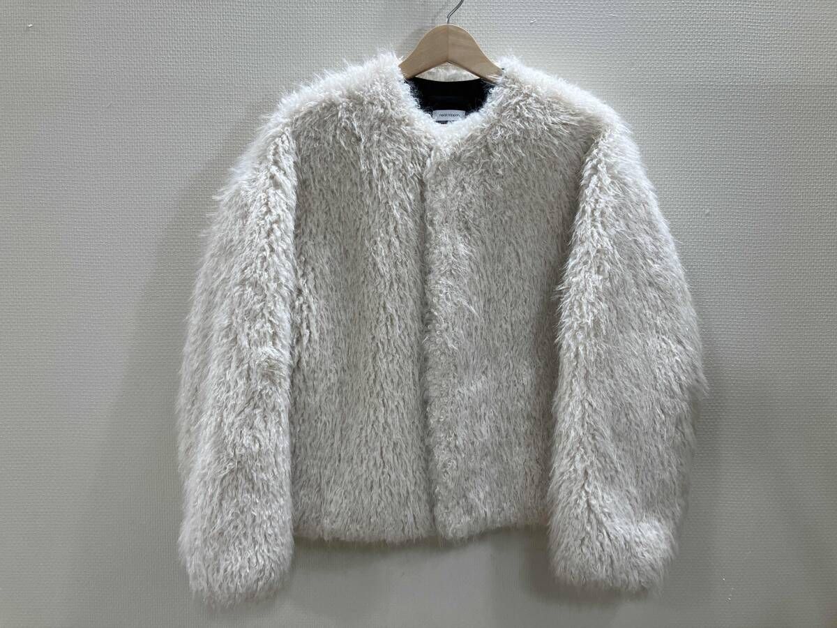 near nippon フェイクファーブルゾン フェイクファーアウター ボアアウター モコモコ オフ白 冬