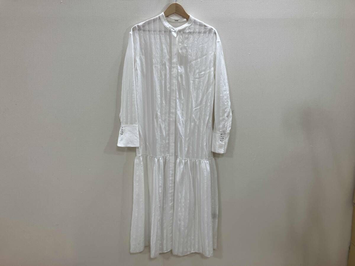 長袖シャツ 先染めストライプロングワンピース ロングワンピース 布帛ワンピース ワンピース 白 36 通年