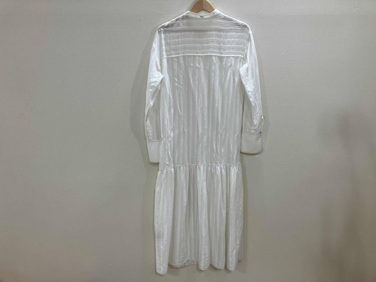 長袖シャツ 先染めストライプロングワンピース ロングワンピース 布帛ワンピース ワンピース 白 36 通年