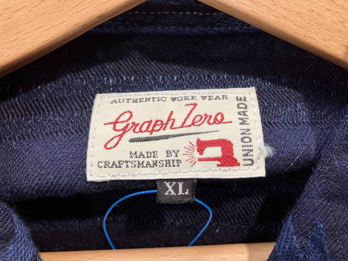 児島ジーンズgraphzero（グラフゼロ）デニムカバーオールオルテガ柄 graphzero グラフゼロ カバーオール デニムジャケット サイズXL 紺