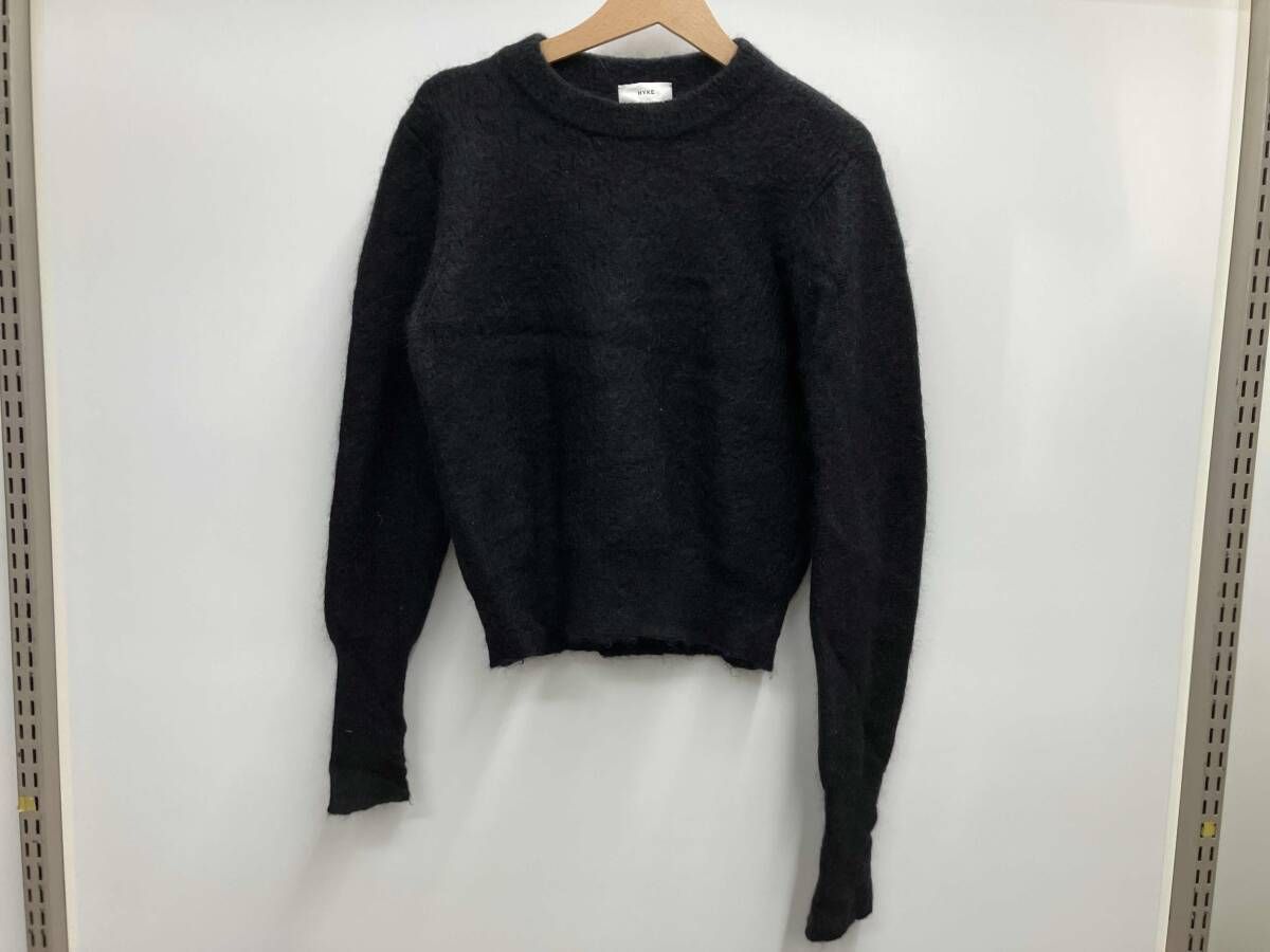 HYKE ハイク モヘヤクルーネックセーター ブラック サイズ2 182-11151