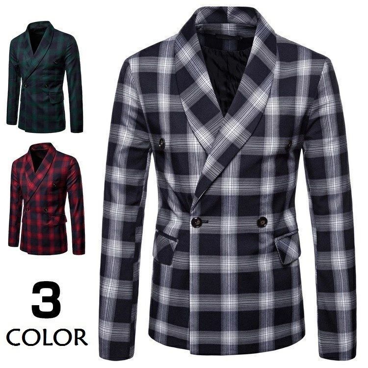 ビジネスジャケットメンズ スーツジャケット スーツ テーラードジャケット チエック柄 ビジネス フォーマル パーティー 結婚式 紳士服 出勤