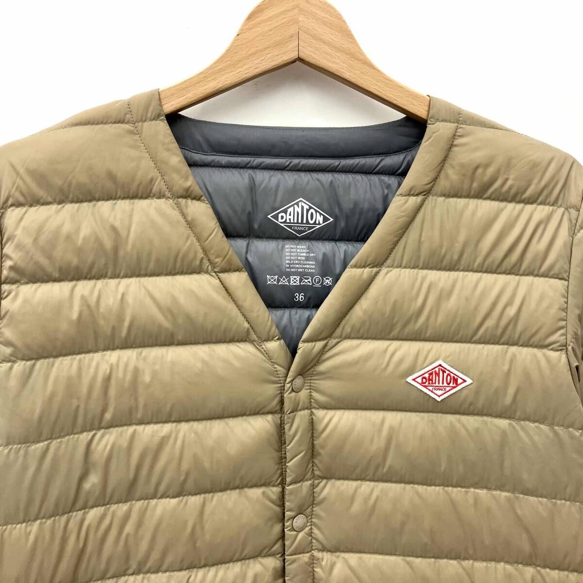 DANTON ダントン Vネックロングインナーダウンコート JD-8935 ベージュ