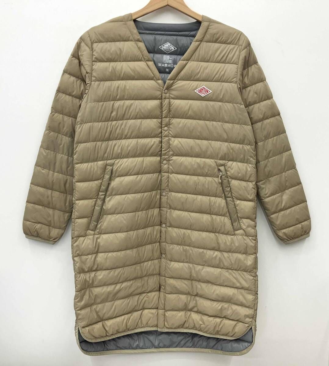 DANTON ダントン Vネックロングインナーダウンコート JD-8935 ベージュ