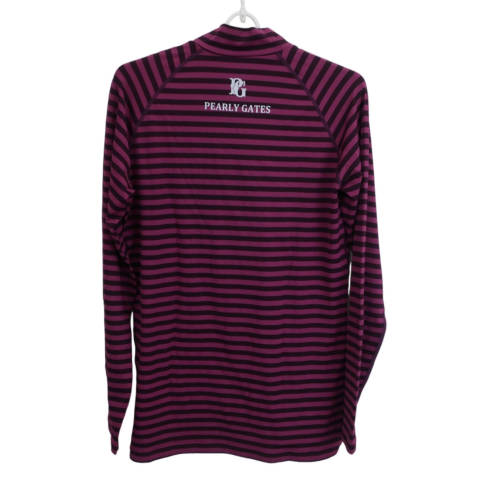 PEARLY GATES パーリーゲイツ ハイネックゴルフウェア サイズ5 美品】PEARLY GATES(パーリーゲイツ) ハイネックシャツ 紫ボーダー