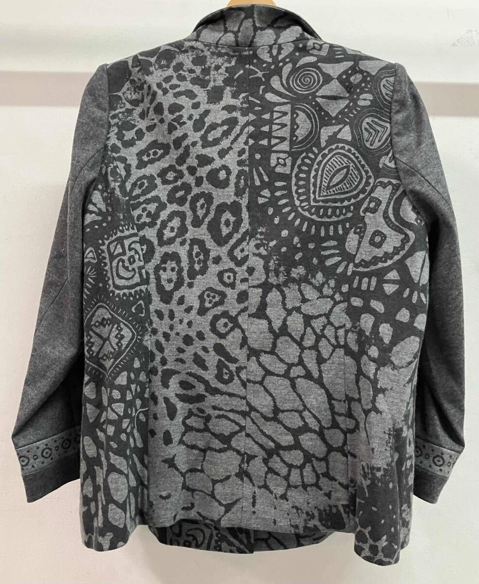 LEONARD レオナール テーラードジャケット ウール 切替 グレー ロゴ