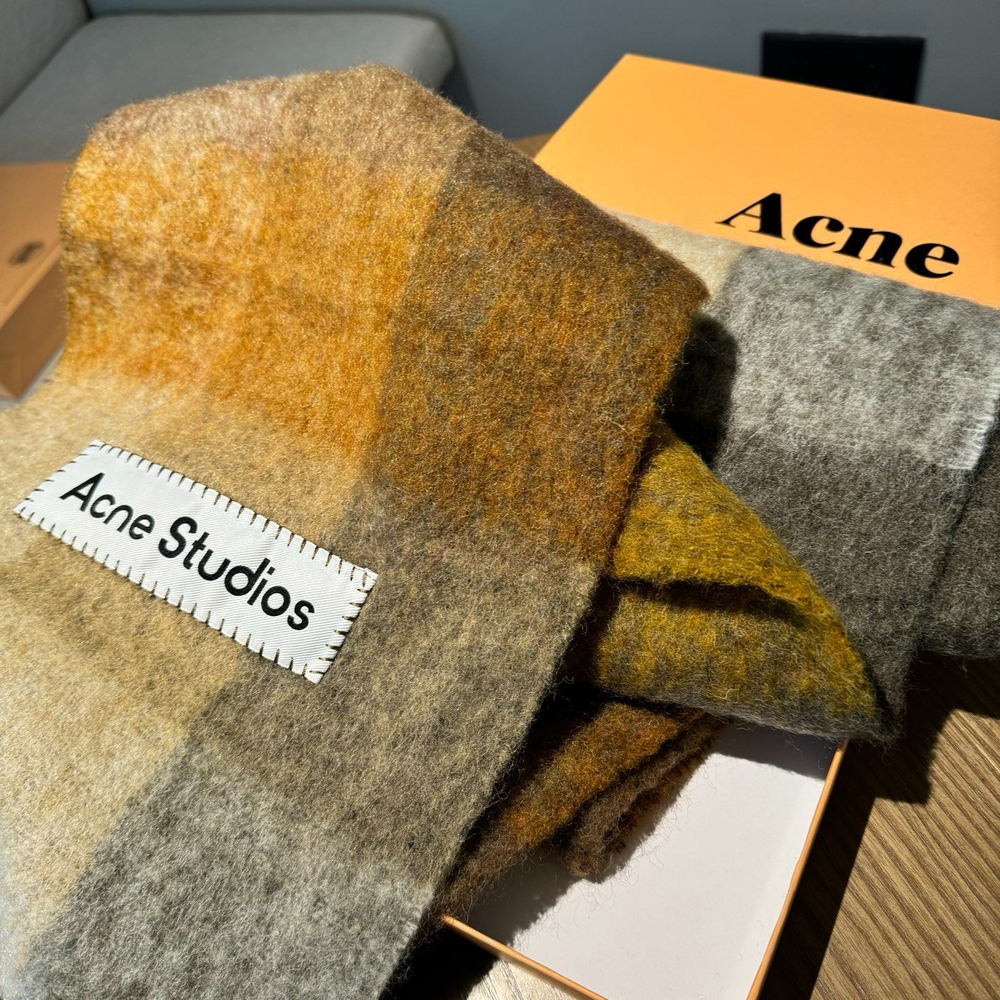新品未使用 Acne Studios マフラー チェック 大判 フリンジ付 多色あり