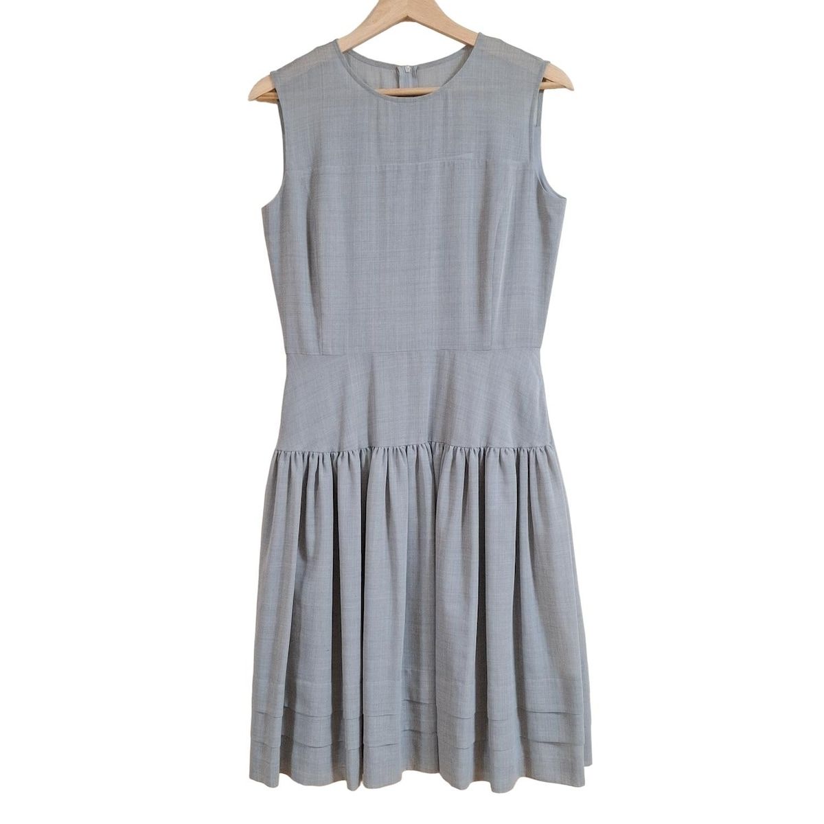 二重ふんわり✨FOXEY フォクシー　ワンピース　ヘリンボン グレー 40 FOXEY NEW YORK(フォクシーニューヨーク) ワンピース サイズ40 M