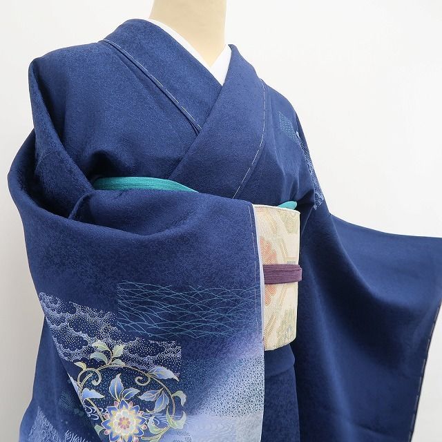 ♡P♡ 新品 単衣 螺鈿 唐花 落款 お仕立て上がり品 訪問着 6129 ❁tomihisa❁新品 さが美謹製 螺鈿作家 藤本隆士 落款 唐花 着物“光彩