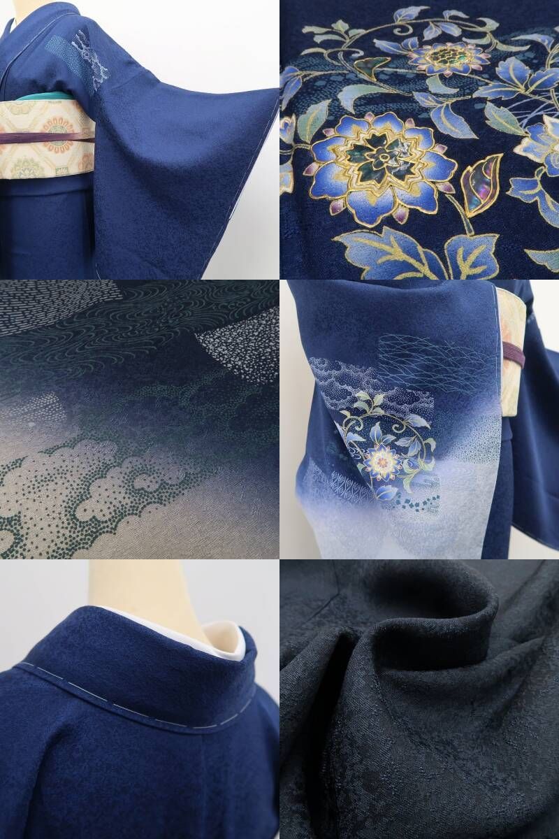 ❁tomihisa❁新品 さが美謹製 螺鈿作家 藤本隆士 落款 唐花 着物“光彩