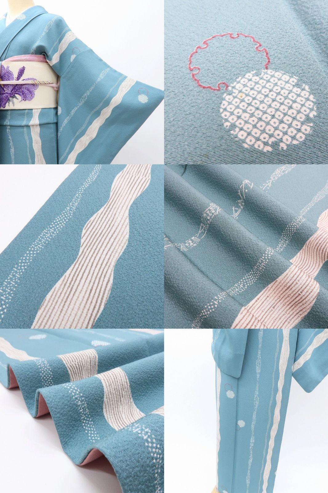 百華❀Y4054◇美品 正絹 手縫い仕立て 雪輪 小紋 着物 単品 - メルカリ