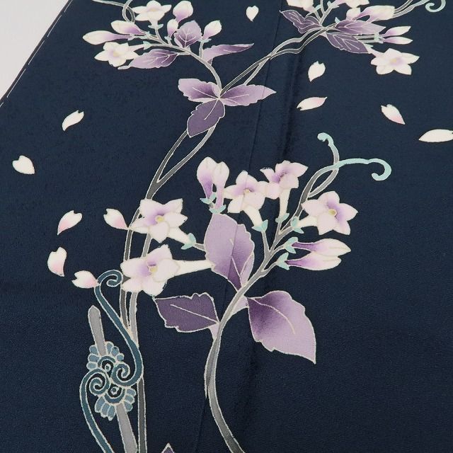 本加賀友禅 橋本静華 濃紺 胡蝶蘭 不死鳥 羽 訪問着 楽天市場】加賀友禅 訪問着 送料無料 フルオーダー手縫いお仕立て付き