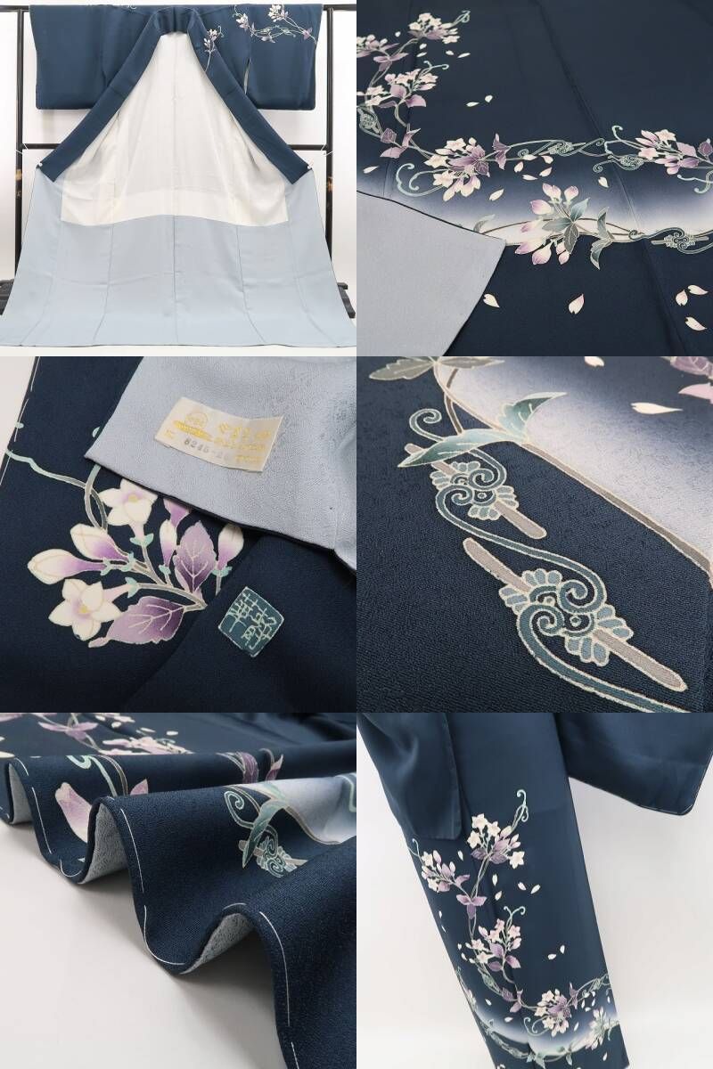 本加賀友禅 橋本静華 濃紺 胡蝶蘭 不死鳥 羽 訪問着 楽天市場】加賀友禅 訪問着 送料無料 フルオーダー手縫いお仕立て付き