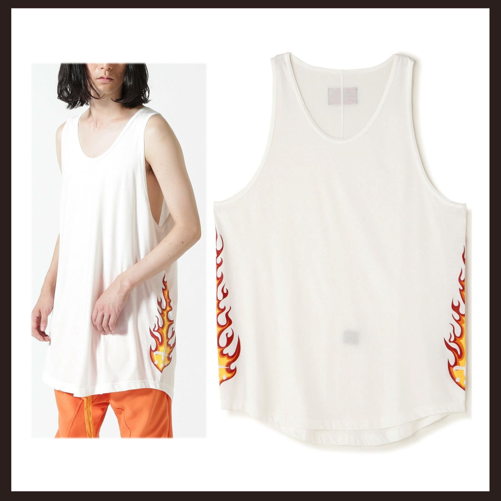 ○★新品未使用　CVTVLIST　ファイヤープリント タンクトップ　1　ホワイト 新品 未使用 CVTVLIST（カタリスト） ファイヤープリント タンクトップ