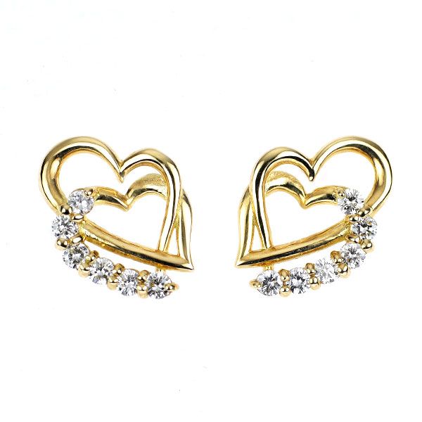 K18YG ダイヤモンド ピアス 0.26ct ハート - メルカリ