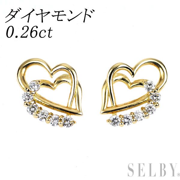 K18YG ダイヤモンド ピアス 0.26ct ハート - メルカリ