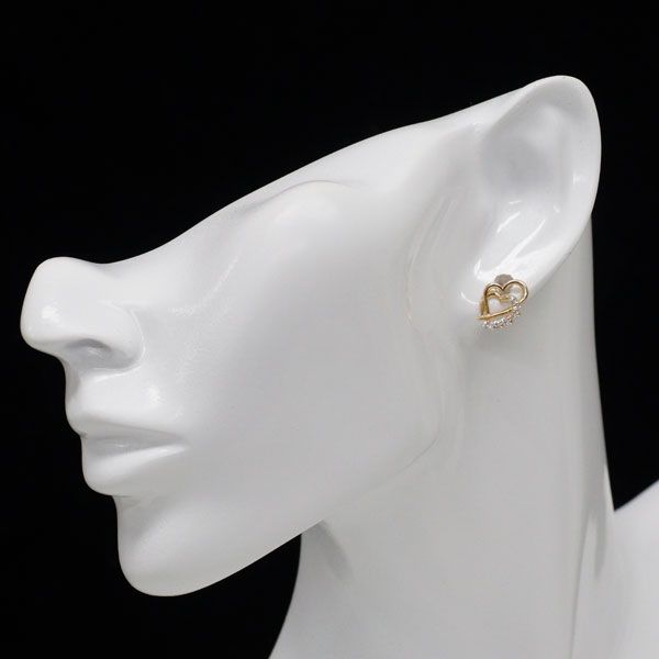 K18YG ダイヤモンド ピアス 0.26ct ハート - メルカリ