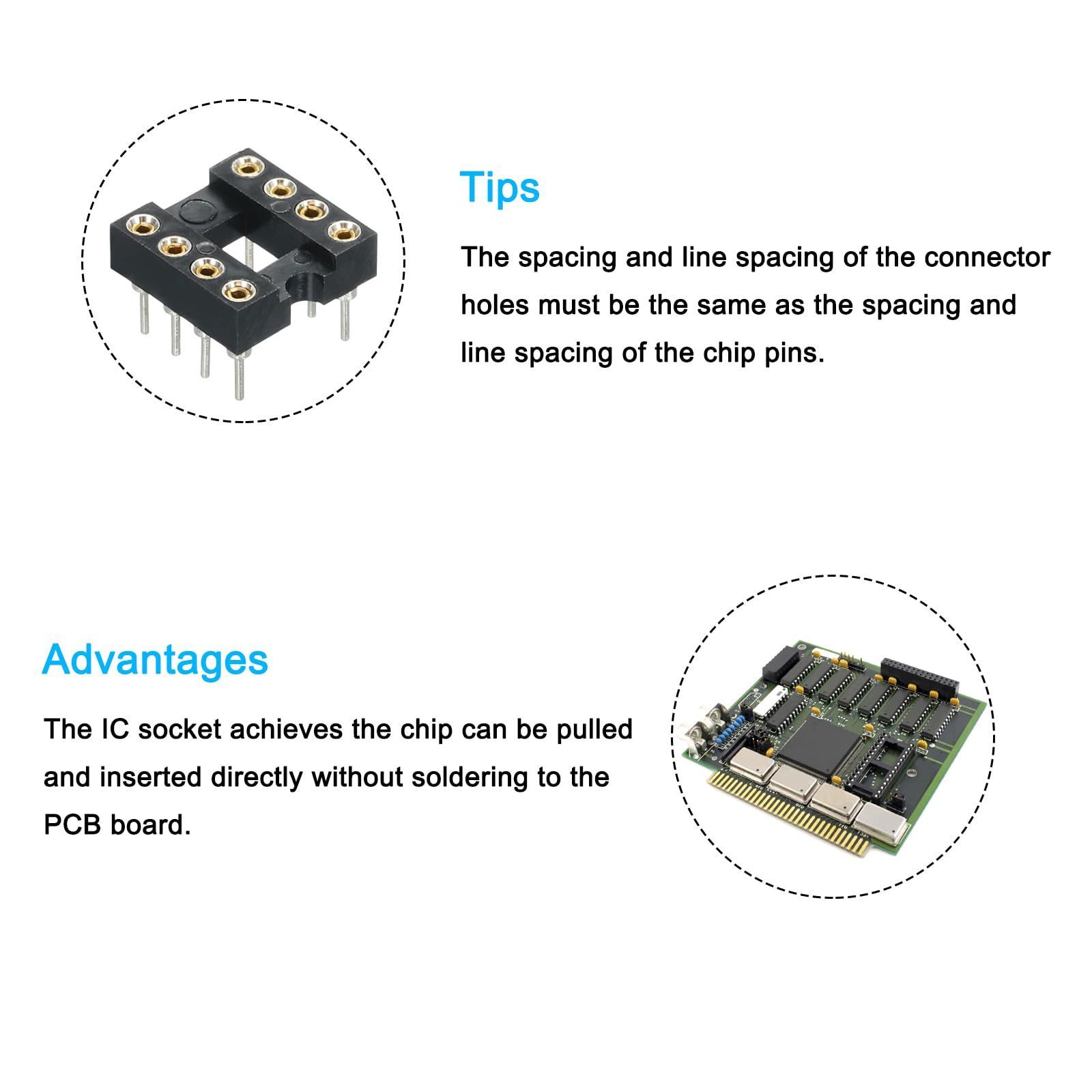 数量限定】uxcell 4個入り DIP ICチップソケットアダプター ラウンド