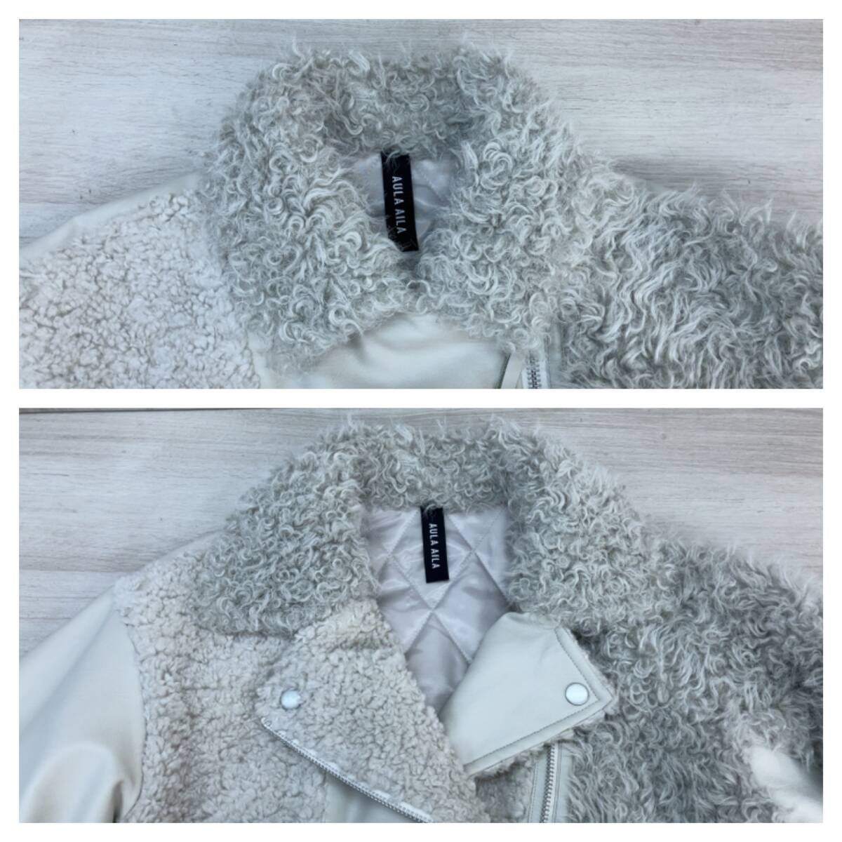 AULA AILA アウラアイラ ファーコンビネーションライダースブルゾン