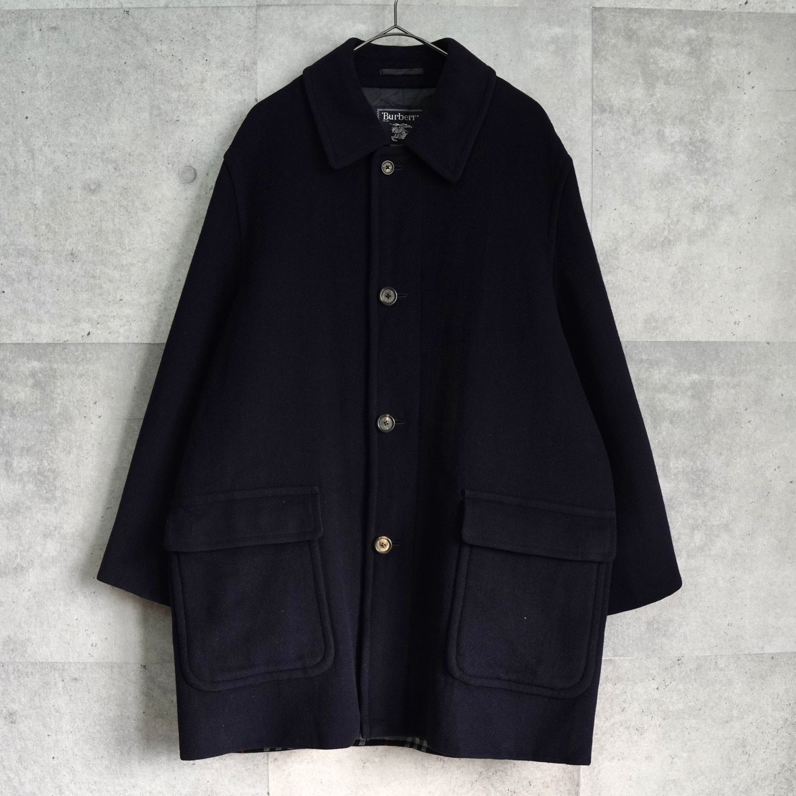 バーバリー　カシミヤ混　ウールコート　ビンテージ バーバリー ヴィンテージ カシミヤ混紡 ウールコート ブラック - メルカリ