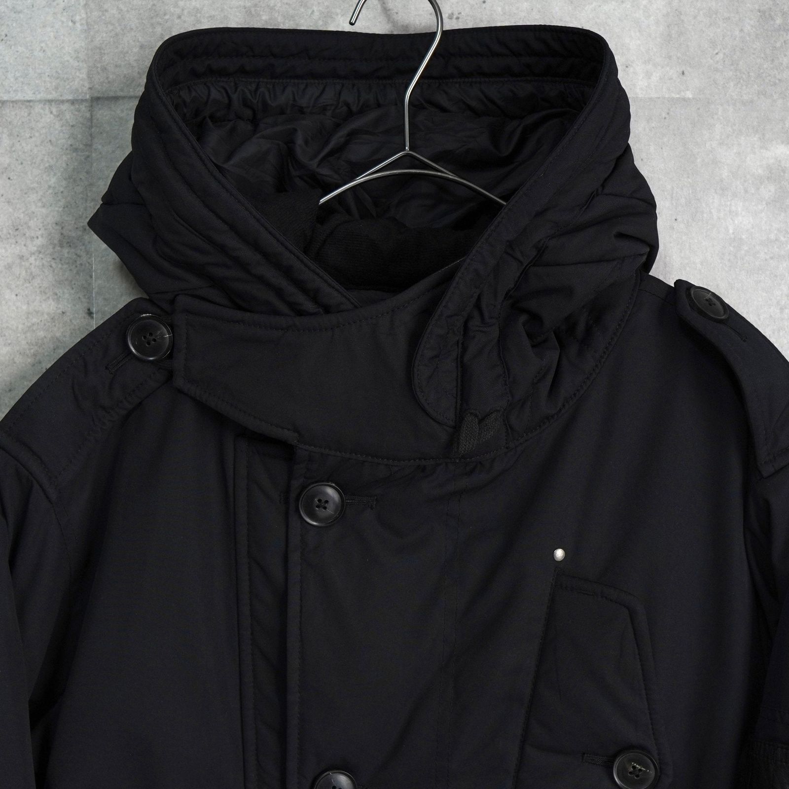 ポロ バイ ラルフローレン レザー切り替え フーデッド 中綿ジャケット