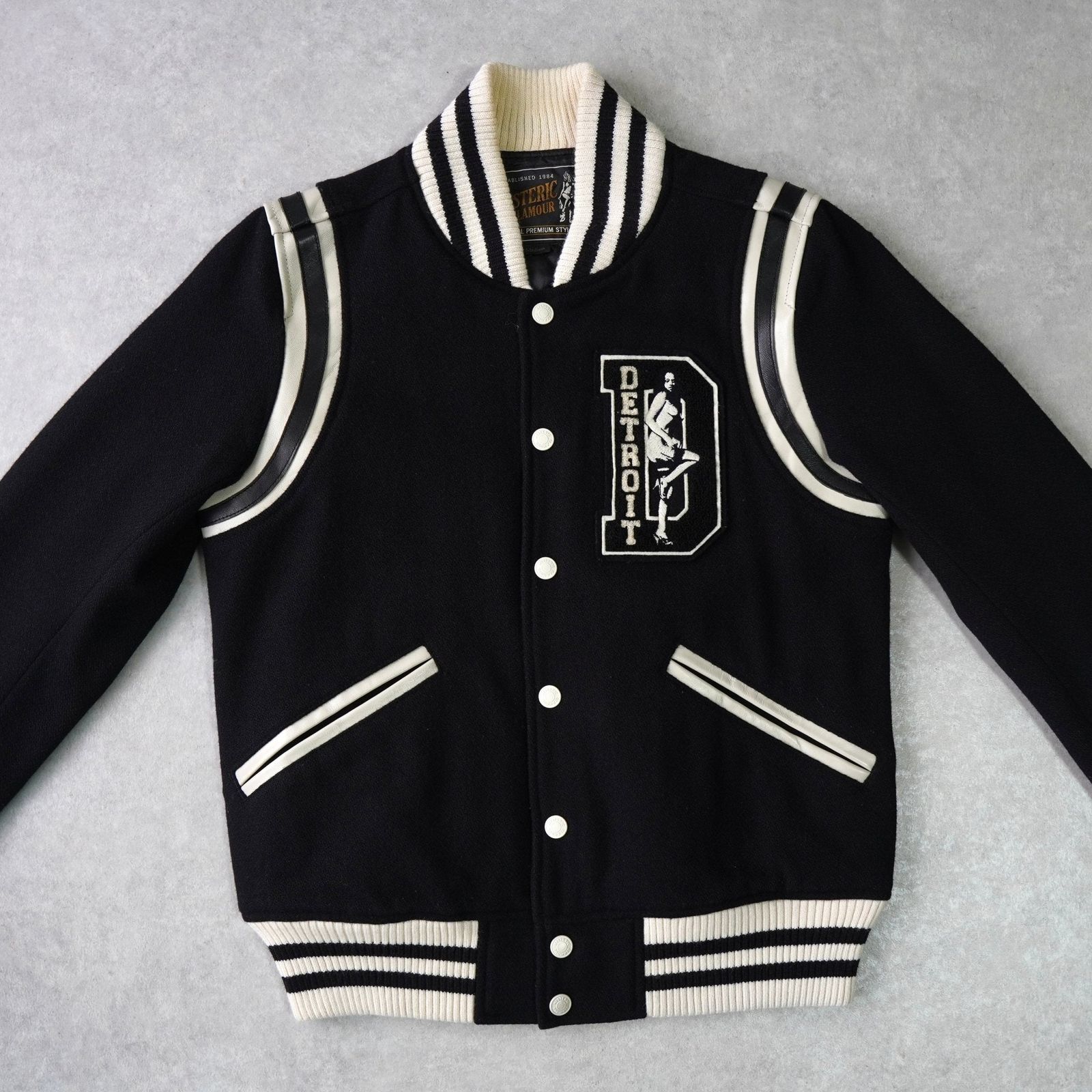 ヒステリックグラマー ガール ワッペン レザー切り替え ウール