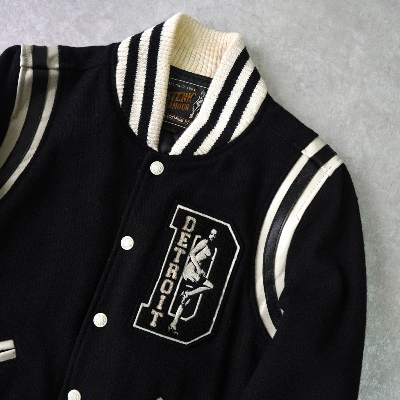 ヒステリックグラマー ガール ワッペン レザー切り替え ウール