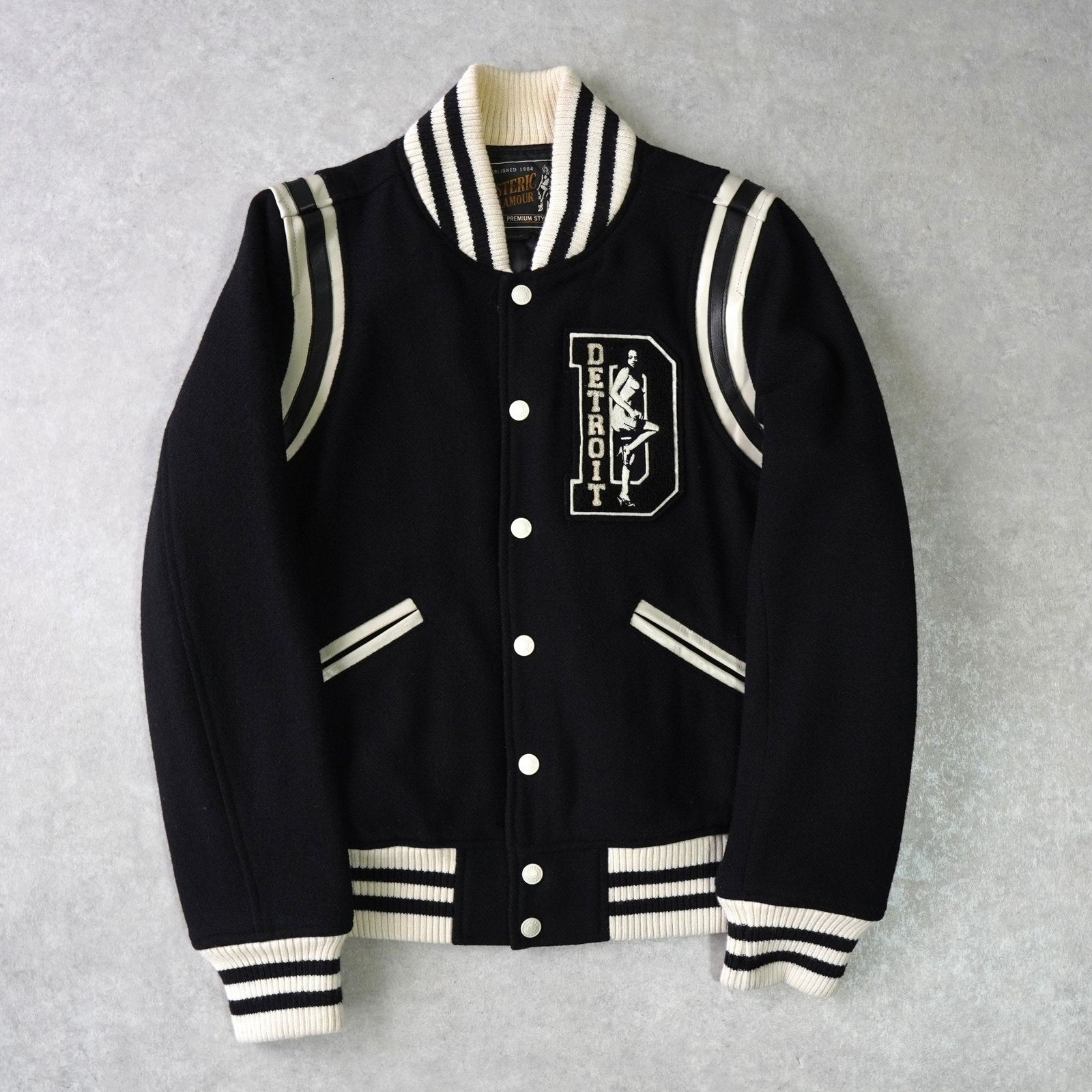 ヒステリックグラマー ガール ワッペン レザー切り替え ウール