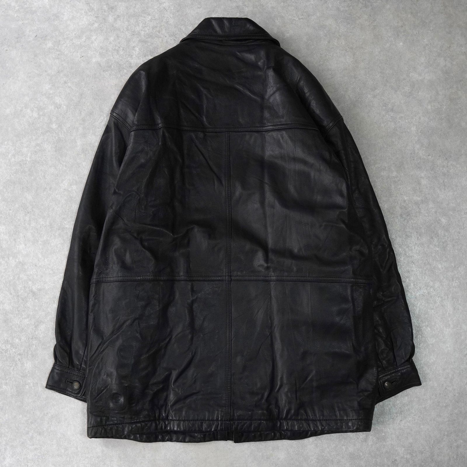 オールレザージャケット　羊革　刺繍ロゴ　エンボス加工　ヴィンテージ イヴ サンローラン ヴィンテージ エンボス YSLロゴ レザージャケット