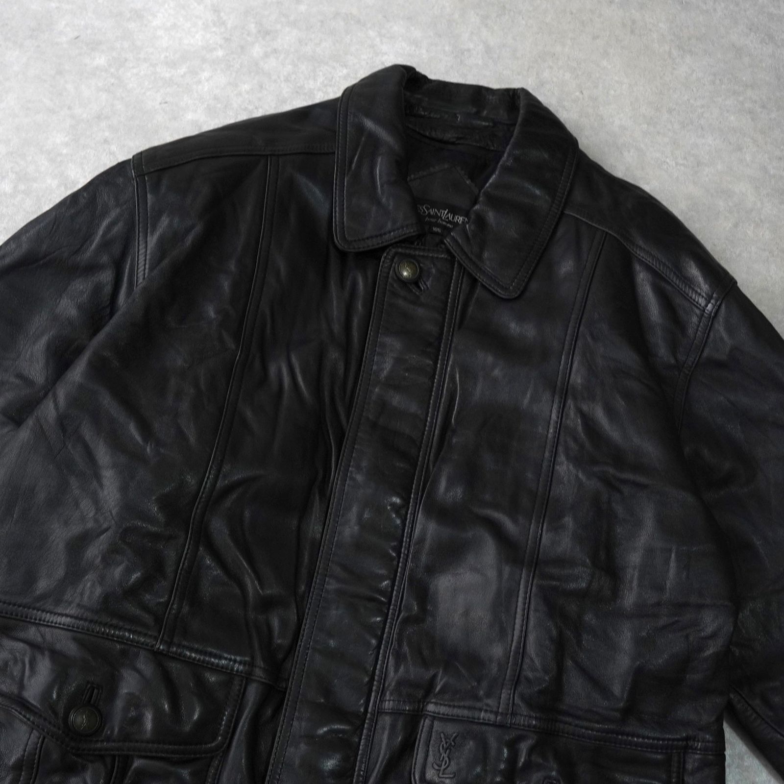 イヴ サンローラン ヴィンテージ エンボス YSLロゴ レザージャケット