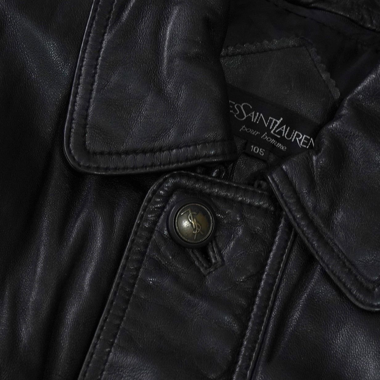 イヴ サンローラン ヴィンテージ エンボス YSLロゴ レザージャケット