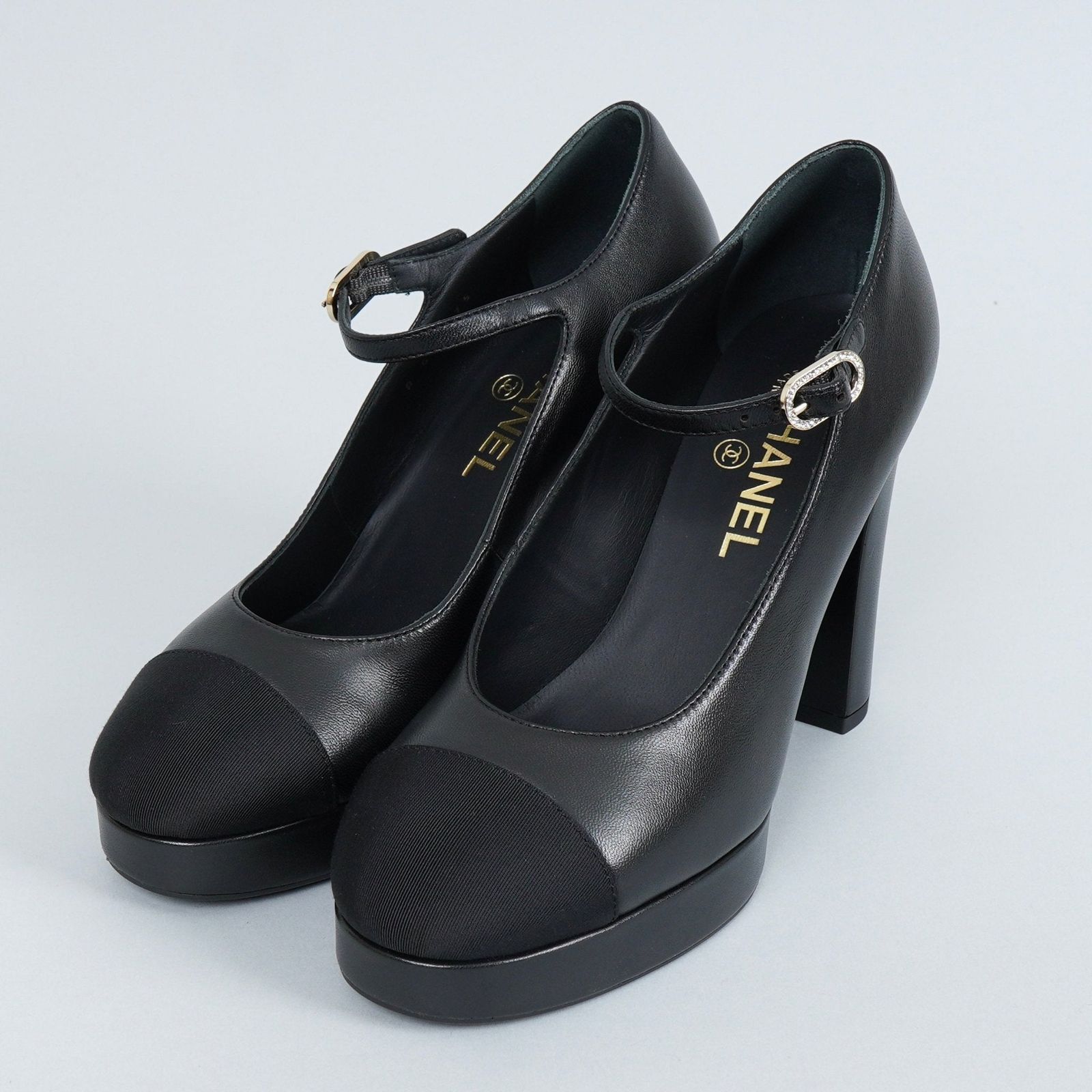 シャネル メリージェーン ココマーク プラットフォームパンプス ブラック 38 C 24 0 cm～24 5 cm