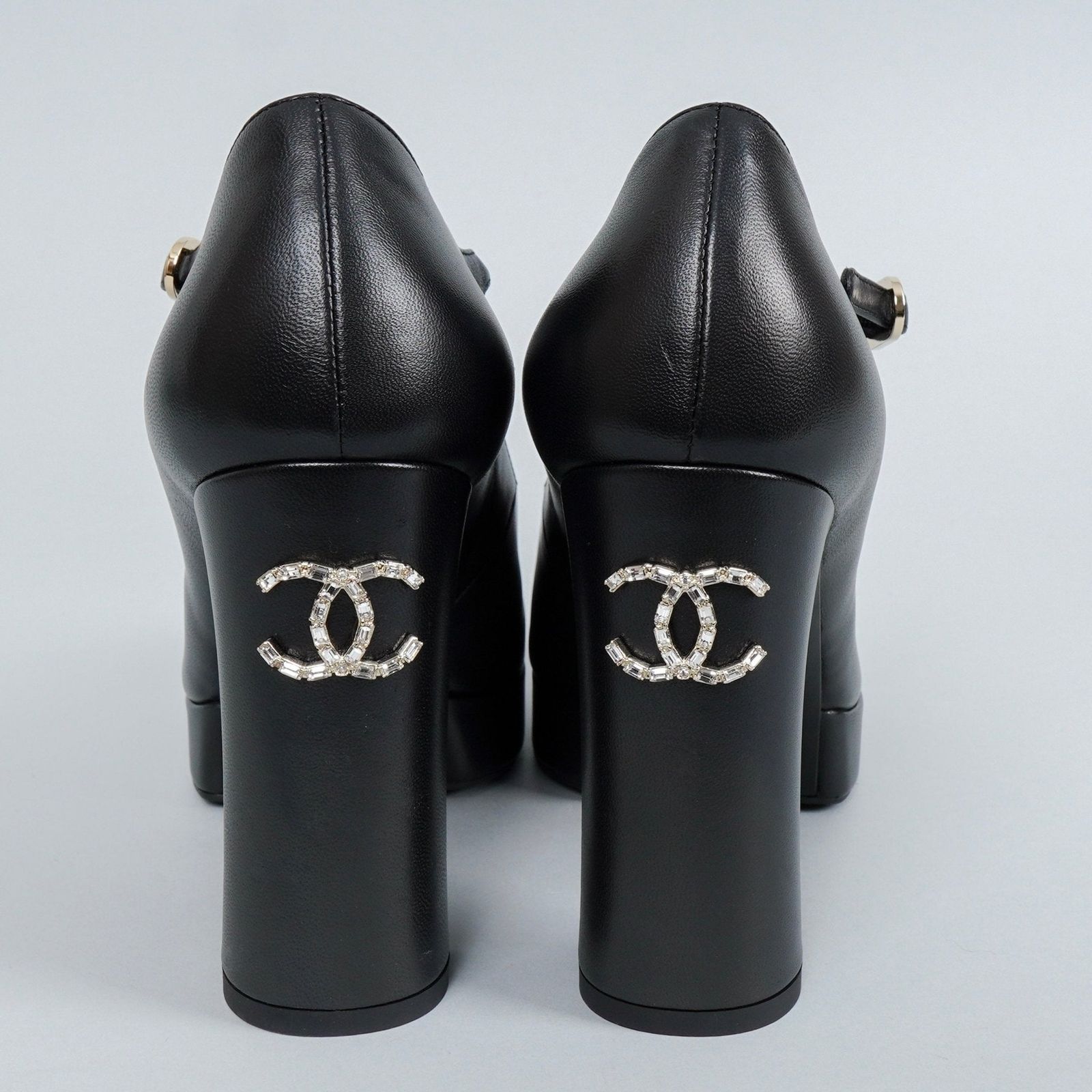 シャネル メリージェーン ココマーク プラットフォームパンプス ブラック 38 C 24.0 cm～24.5 cm
