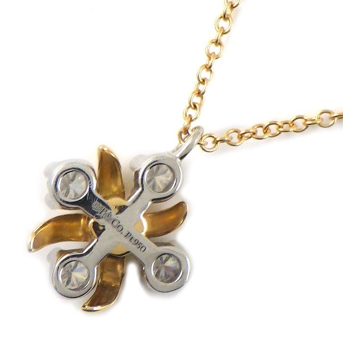 ティファニー Tiffany - Co. ネックレス ジャン シュランバージェ クロス 4ポイント ダイヤモンド PT 950 K 18 PG