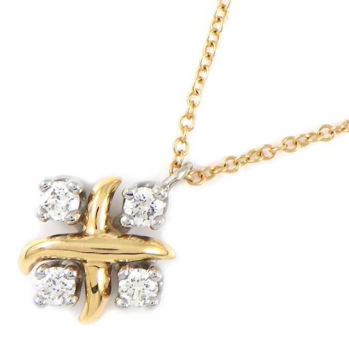 ティファニー Tiffany Co ネックレス ジャン シュランバージェ クロス 4ポイント ダイヤモンド PT 950 K 18 PG