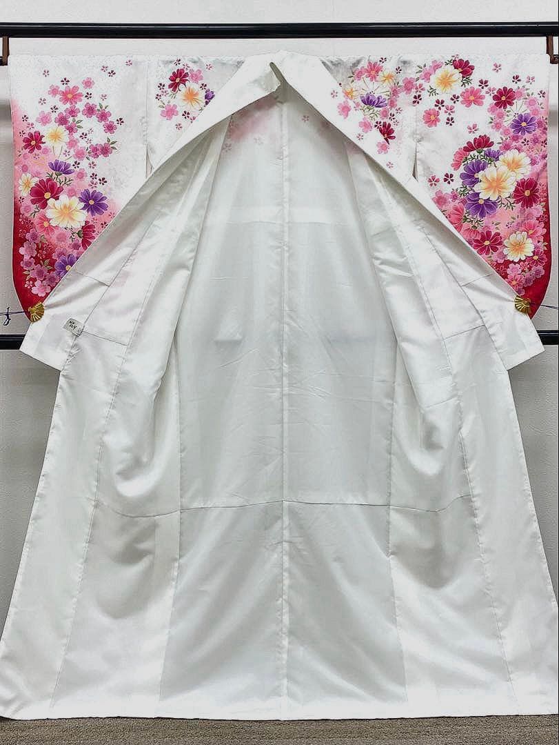 2尺袖 ポリエステル着物 紋意匠 袴用 2尺袖 ポリエステル着物 桜 金彩 紋意匠 袴用