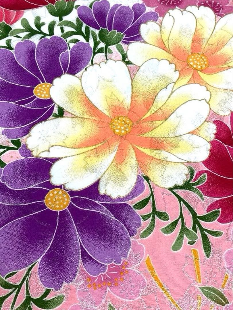 二尺袖 ポリエステル着物 金彩 紋意匠 袴向き MOP486 - メルカリ