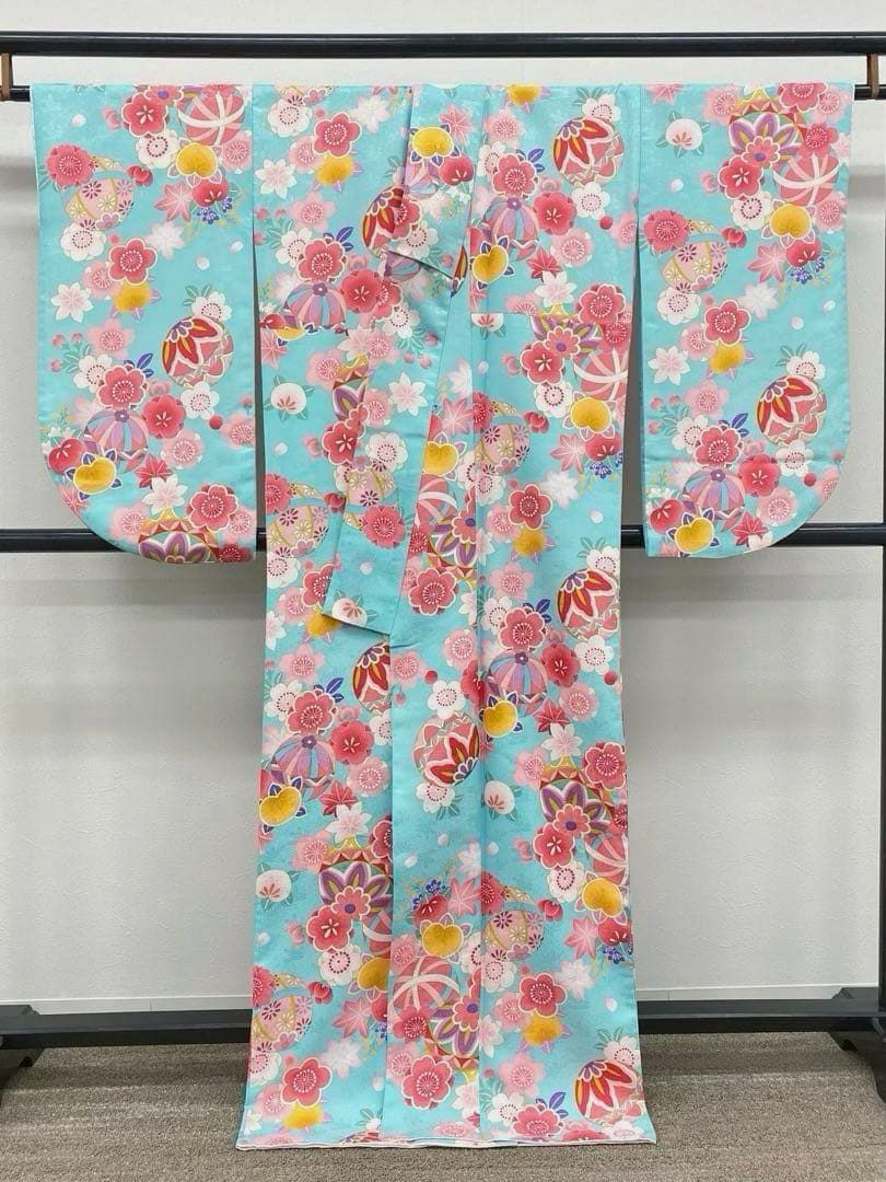 2尺袖 ポリエステル着物 コスモス 桔梗 紋意匠 袴向き 2尺袖 ポリエステル着物 コスモス 桔梗 紋意匠 袴向き