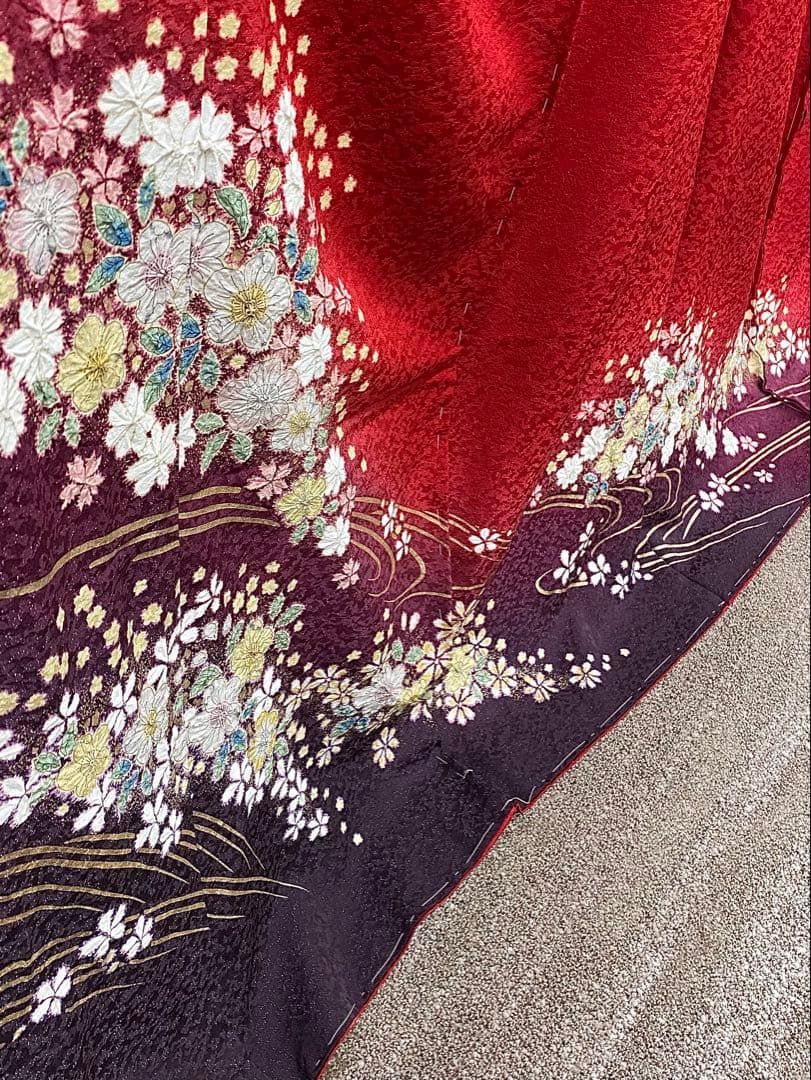 振袖 仮絵羽 銀通し 辻ヶ花 舞台衣装 正絹 未仕立て品 八掛付き MOK817