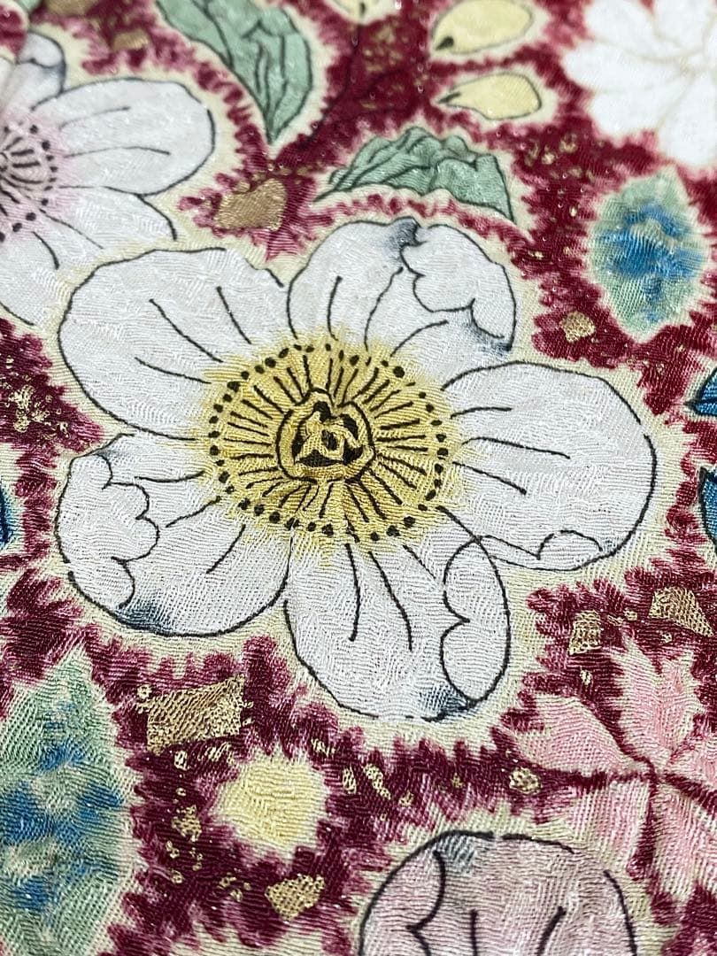 振袖 仮絵羽 銀通し 辻ヶ花 舞台衣装 正絹 未仕立て品 八掛付き MOK817