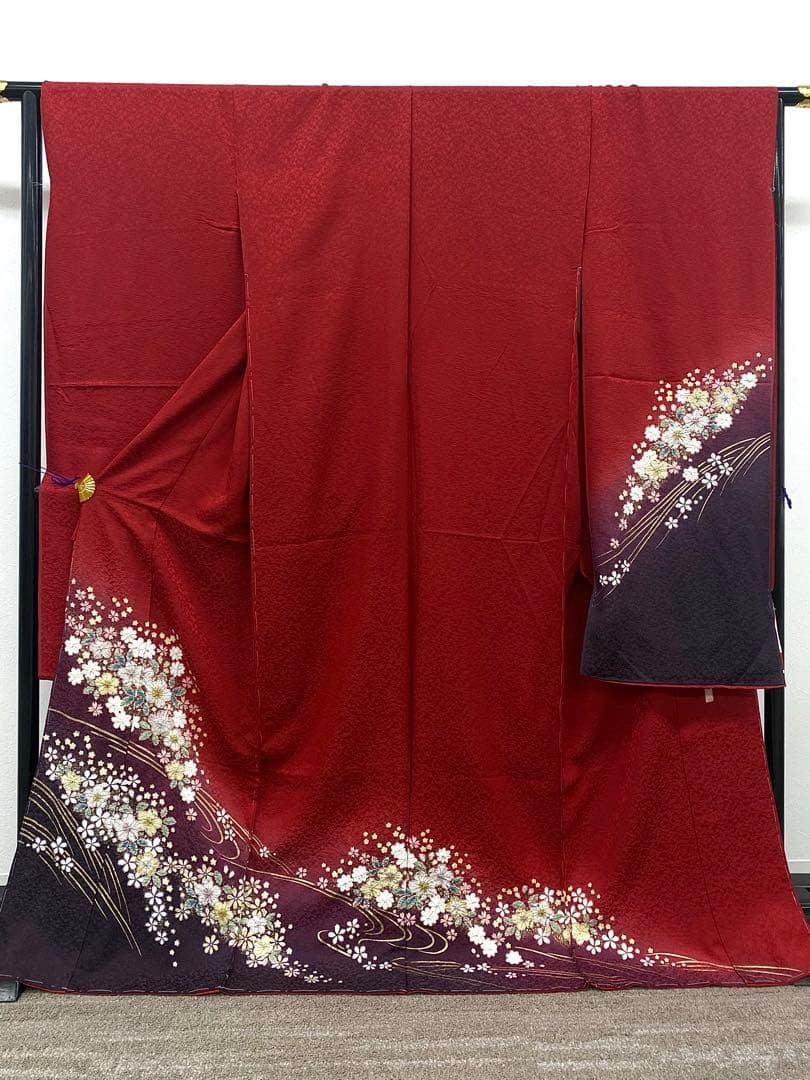 振袖 仮絵羽 銀通し 辻ヶ花 舞台衣装 正絹 未仕立て品 八掛付き MOK817