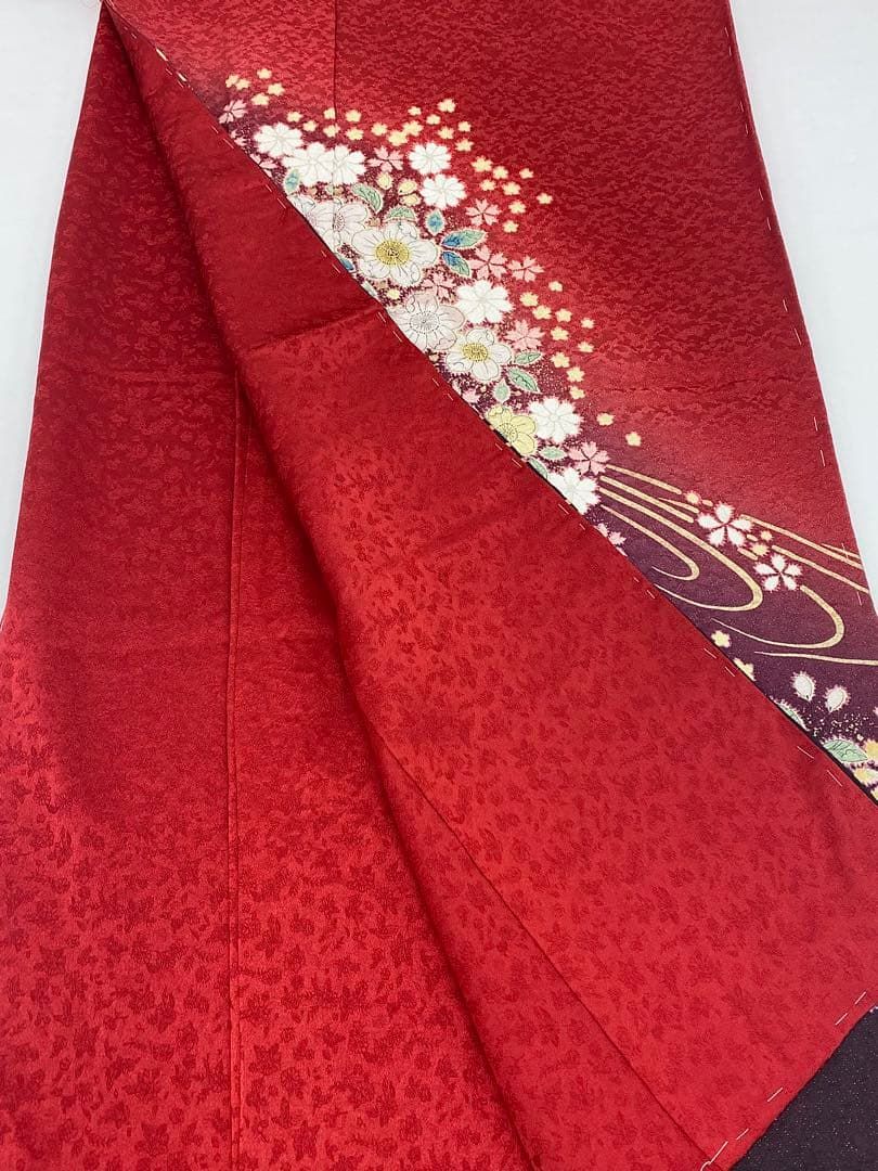 振袖 仮絵羽 銀通し 辻ヶ花 舞台衣装 正絹 未仕立て品 八掛付き MOK817