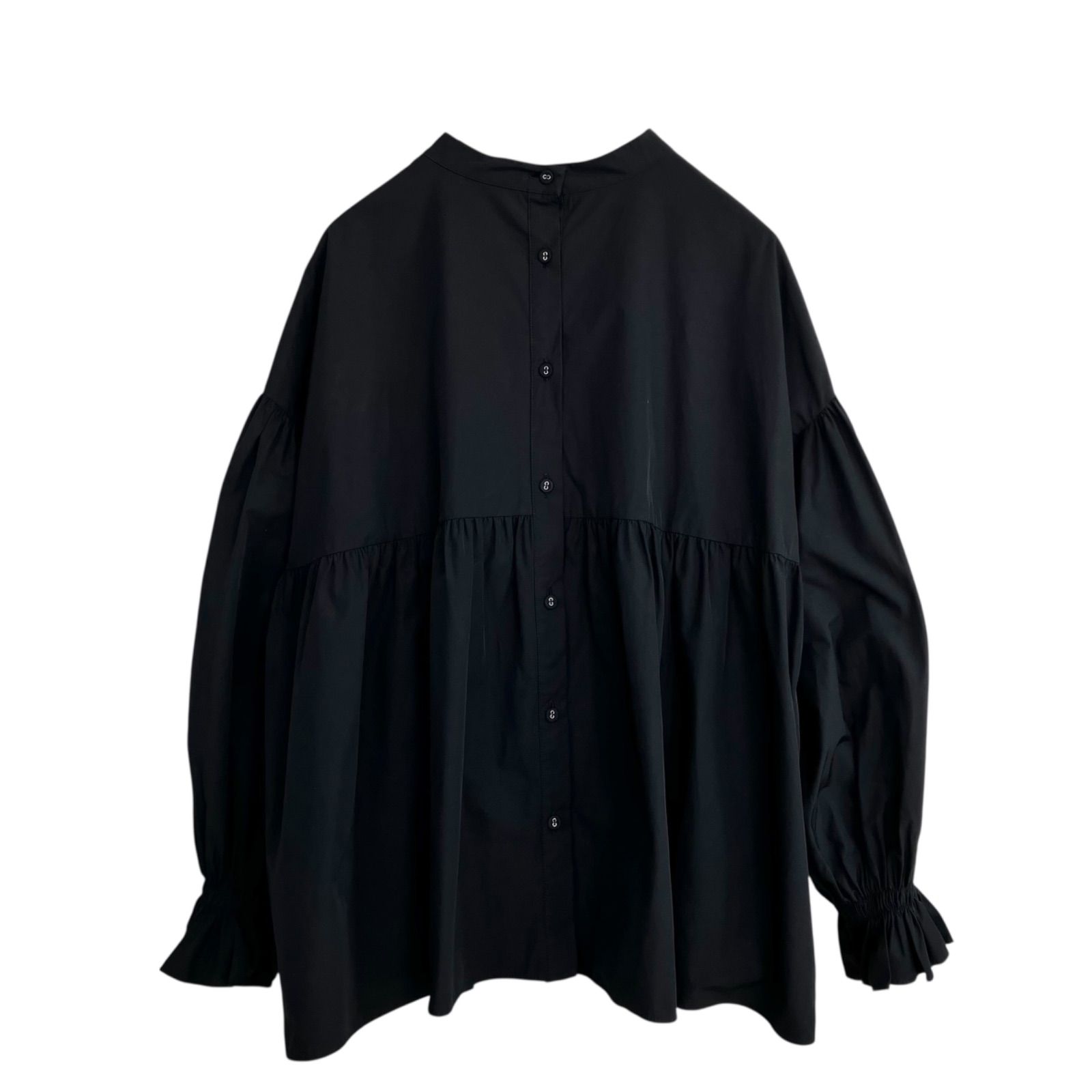 machatt バックボタンギャザーブラウス F ブラック 黒 マチャット 長袖