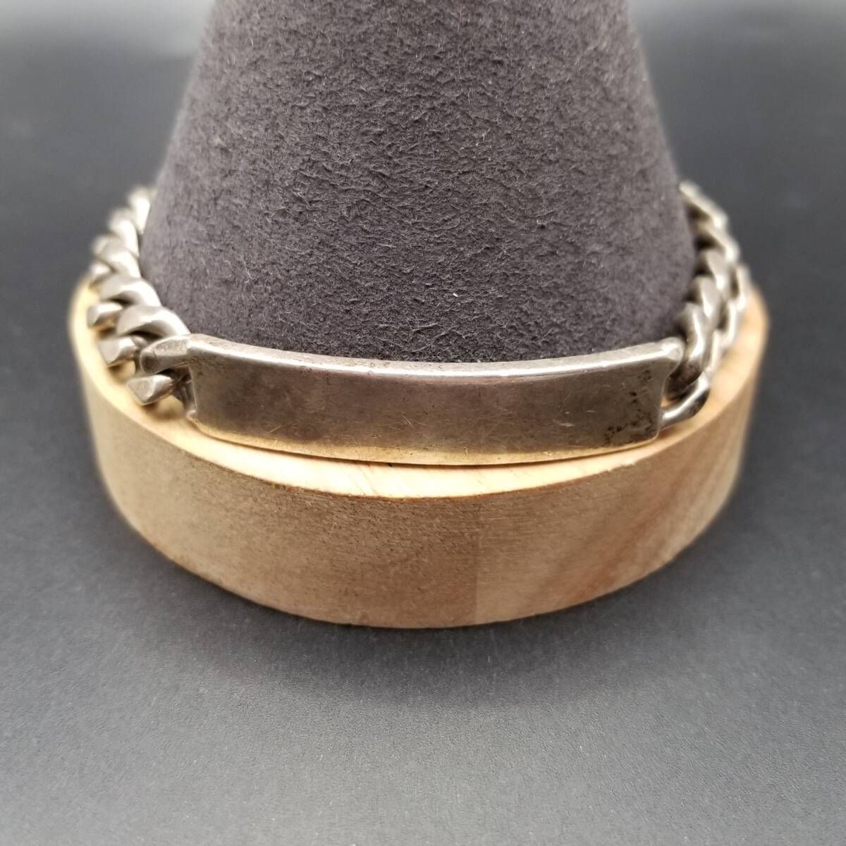 925シルバー ブレスレット 1999年製 1999年 英国 ヴィンテージ IDタグ 長方形プレート 925 シルバー