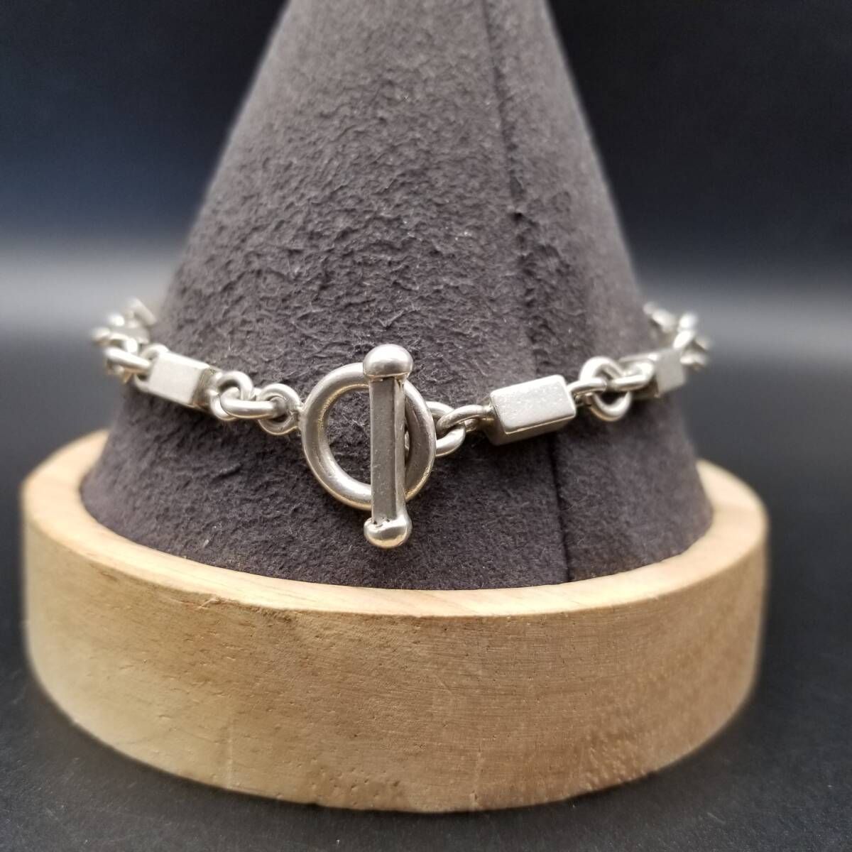 US ヴィンテージ シルバー ブロック リンク ブレスレットSILVER925 ブロック ボックスチェーン リンク 925 シルバー ヴィンテージ
