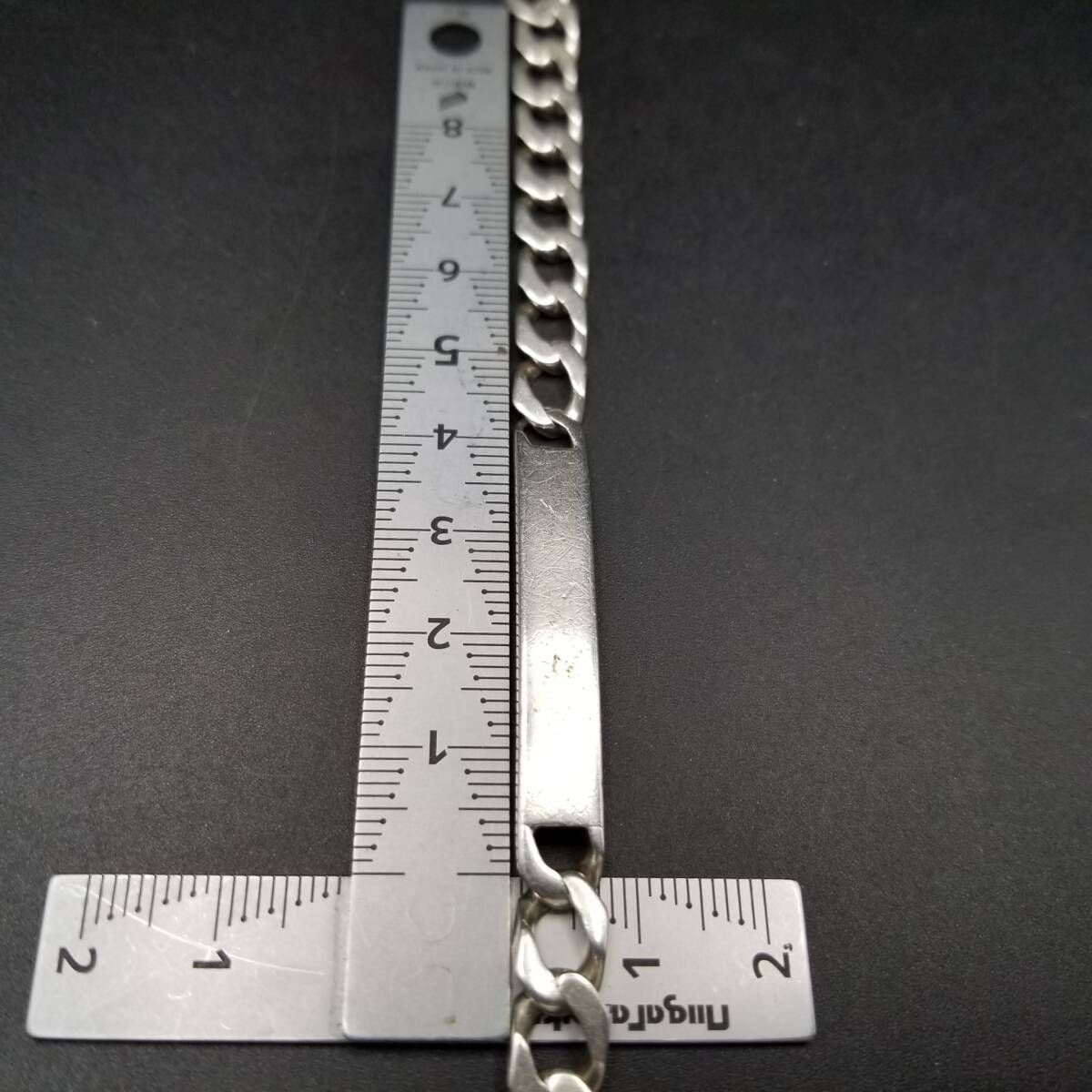 メキシコ 925 シルバー IDタグ 長方形プレート チェーンリンク ヴィンテー メキシコ 925 シルバー IDタグ 長方形プレート チェーンリンク