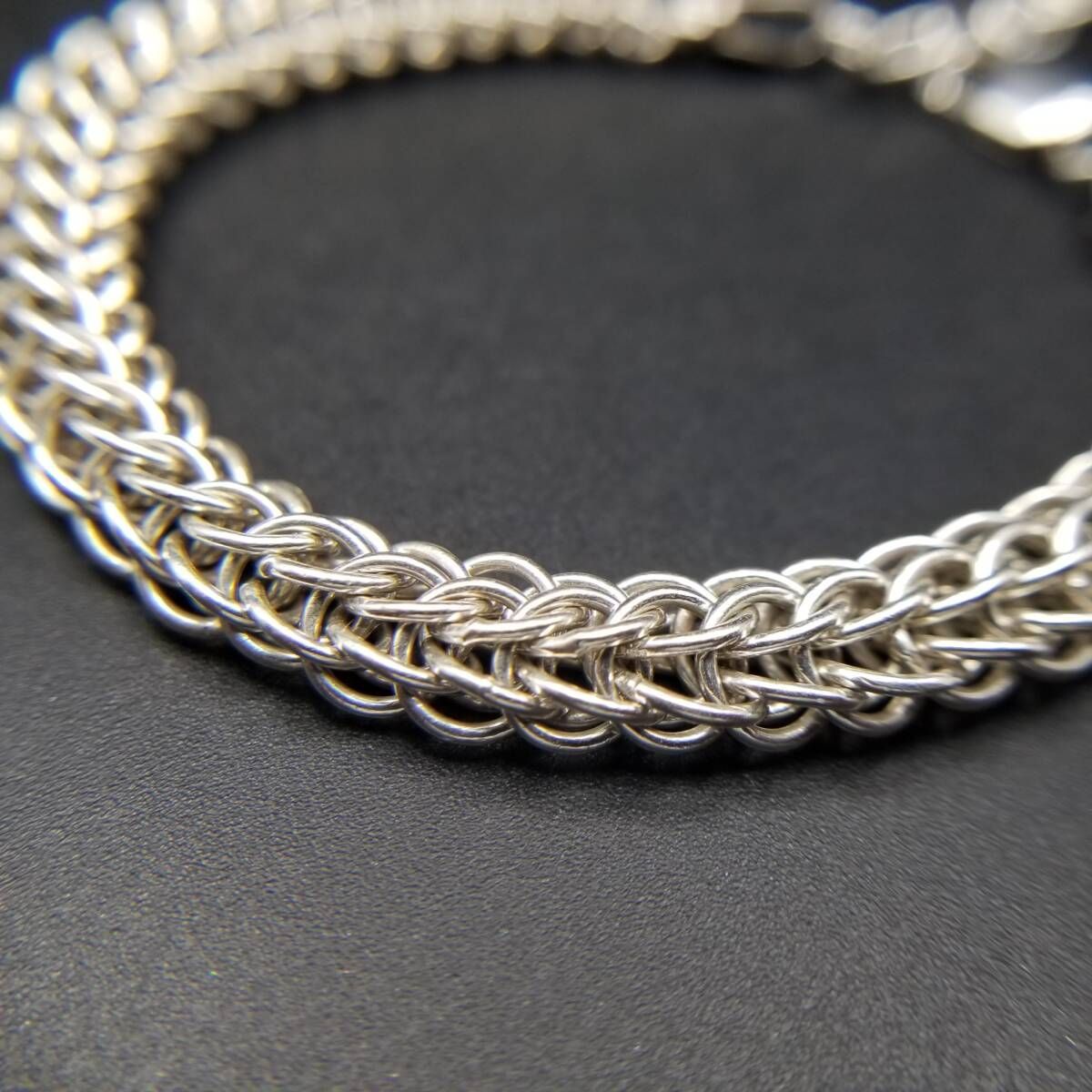 ビンテージ　英国製　シルバー チェーンブレスレット ビザンチンチェーン チューブ 925 シルバー ヴィンテージ ブレスレット