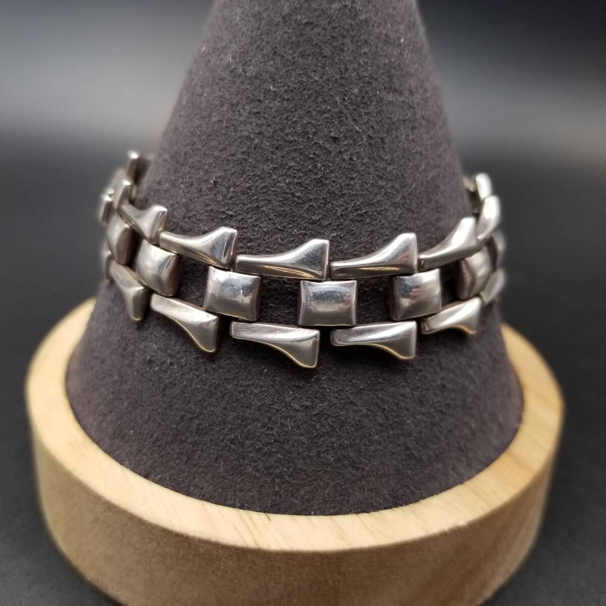 モダニスト プレートタグ 925 シルバー ヴィンテージ ブレスレット 銀 重厚 WWII期 USN IDタグ 長方形プレート 925 シルバー ヴィンテージ