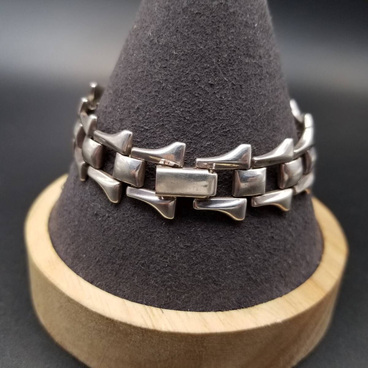 ヴィンテージ モダニストデザインブレスレット シルバー925 USA製 1993年 モダニスト パネルチェーン 925 シルバー ヴィンテージ